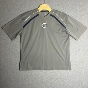 MLB Men's Chicago Cubs V-Neck‎ Athletic Gray Baseball Jersey Shirt Size 2XL